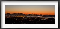 City view at dusk, Oakland, San Francisco Bay, San Francisco, California, USA Fine Art Print