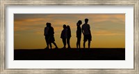Silhouette of people on a hill, Baldwin Hills Scenic Overlook, Los Angeles County, California, USA Fine Art Print