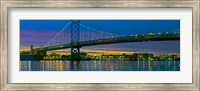 Suspension bridge across a river, Ben Franklin Bridge, River Delaware, Philadelphia, Pennsylvania, USA Fine Art Print
