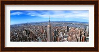 Aerial view of New York City with empire state building, New York State Fine Art Print