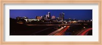 Highway interchange and skyline at dusk, Kansas City, Missouri, USA Fine Art Print