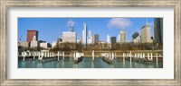 Columbia Yacht Club with buildings in the background, Chicago, Cook County, Illinois, USA Fine Art Print
