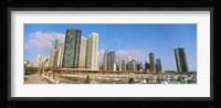 Columbia Yacht Club with buildings in the background, Lake Point Tower, Chicago, Cook County, Illinois, USA Fine Art Print