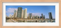 Columbia Yacht Club with buildings in the background, Lake Point Tower, Chicago, Cook County, Illinois, USA Fine Art Print