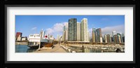Columbia Yacht Club with city skyline, Chicago, Cook County, Illinois, USA Fine Art Print