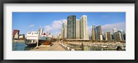 Columbia Yacht Club with city skyline, Chicago, Cook County, Illinois, USA Fine Art Print