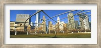Jay Pritzker Pavilion with city skyline in the background, Millennium Park, Chicago, Cook County, Illinois, USA Fine Art Print