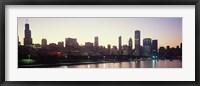 City skyline with Lake Michigan and Lake Shore Drive in foreground at dusk, Chicago, Illinois, USA Fine Art Print