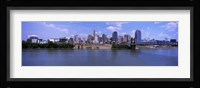 Paul Brown Stadium with John A. Roebling Suspension Bridge along the Ohio River, Cincinnati, Hamilton County, Ohio, USA Fine Art Print