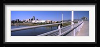 Bridge across a river, Bob Kerrey Pedestrian Bridge, Missouri River, Omaha, Nebraska, USA Fine Art Print