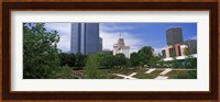 Botanical garden with skyscrapers in the background, Myriad Botanical Gardens, Oklahoma City, Oklahoma, USA Fine Art Print