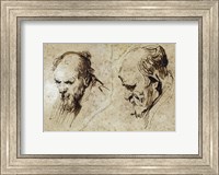 Two Studies of the Head of an Old Man Fine Art Print