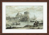 Figures in a Landscape before a Harbor Fine Art Print
