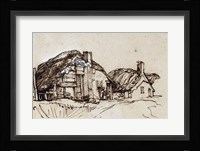 Two Thatched Cottages with Figures at a Window Fine Art Print