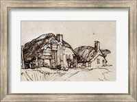 Two Thatched Cottages with Figures at a Window Fine Art Print