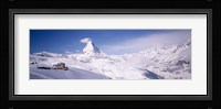 Hotel on a polar landscape, Matterhorn, Zermatt, Switzerland Fine Art Print