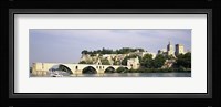 Castle at the waterfront, Pont Saint-Benezet, Palais des Papes, Avignon, Vaucluse, France Fine Art Print