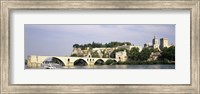 Castle at the waterfront, Pont Saint-Benezet, Palais des Papes, Avignon, Vaucluse, France Fine Art Print
