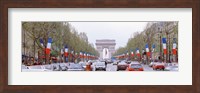 Traffic on a road, Arc De Triomphe, Champs Elysees, Paris, France Fine Art Print