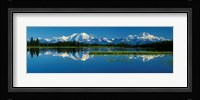Reflection Of Mountains In Lake, Mt Foraker And Mt Mckinley, Denali National Park, Alaska, USA Fine Art Print