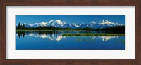 Reflection Of Mountains In Lake, Mt Foraker And Mt Mckinley, Denali National Park, Alaska, USA Fine Art Print