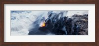 High angle view of lava flowing into the Pacific Ocean, Volcano National Park, Hawaii, USA Fine Art Print