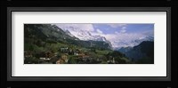 High angle view of a village on a hillside, Wengen, Switzerland Fine Art Print