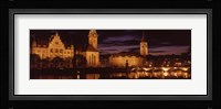 Switzerland, Zurich, Limmat River at night Fine Art Print