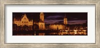 Switzerland, Zurich, Limmat River at night Fine Art Print