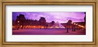 Famous Museum, Sunset, Lit Up At Night, Louvre, Paris, France Fine Art Print