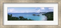 US Virgin Islands, St. John, Trunk Bay, Panoramic view of an island and a beach Fine Art Print