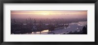 High angle view of container ships in the river, Elbe River, Landungsbrucken, Hamburg Harbour, Hamburg, Germany Fine Art Print
