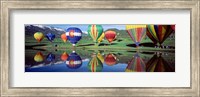 Reflection Of Hot Air Balloons On Water, Colorado, USA Fine Art Print