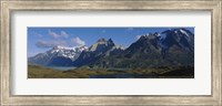Lake in front of mountains, Jagged Peaks, Lago Nordenskjold, Torres Del Paine National Park, Patagonia, Chile Fine Art Print