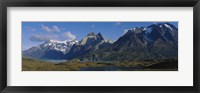 Lake in front of mountains, Jagged Peaks, Lago Nordenskjold, Torres Del Paine National Park, Patagonia, Chile Fine Art Print
