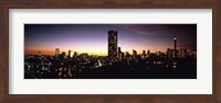 Buildings in a city lit up at night, Johannesburg, South Africa Fine Art Print