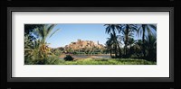 Palm trees with a fortress in the background, Tiffoultoute, Ouarzazate, Marrakesh, Morocco Fine Art Print
