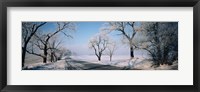 Road passing through winter fields, Illinois, USA Fine Art Print