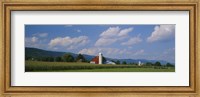 Cultivated field in front of a barn, Kishacoquillas Valley, Pennsylvania, USA Fine Art Print