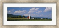Cultivated field in front of a barn, Kishacoquillas Valley, Pennsylvania, USA Fine Art Print