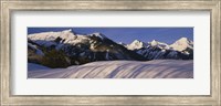 Mountains covered with snow, Snowmass Mountain on left, Capitol Peak on right, Elk Mountains, Snowmass Village, Colorado, USA Fine Art Print