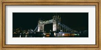 Bridge lit up at night, Tower Bridge, London, England Fine Art Print