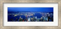 Hong Kong with Bright Blue Night Sky, China Fine Art Print