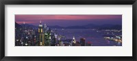 Hong Kong with Pink and Purple Night Sky, China Fine Art Print