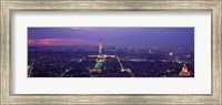 Aerial view of a city at twilight, Eiffel Tower, Paris, Ile-de-France, France Fine Art Print