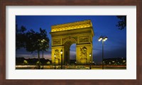 Arc De Triomphe at night, Paris, France Fine Art Print