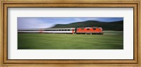Train moving on a railroad track Fine Art Print