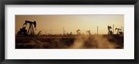 Oil drills in a field, Maricopa, Kern County, California Fine Art Print