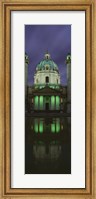 Facade of St. Charles Church at Night, Vienna, Austria (vertical) Fine Art Print