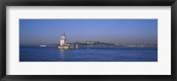 Lighthouse in the sea with mosque in the background, Leander's Tower, Blue Mosque, Istanbul, Turkey Fine Art Print